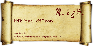 Mátai Áron névjegykártya