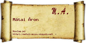 Mátai Áron névjegykártya
